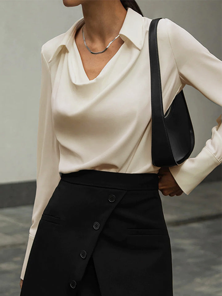 Cowl Neck Collared Blouse