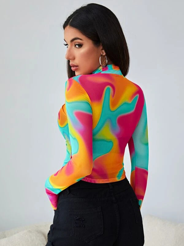 Summer Feels Front Ruched Mesh Top