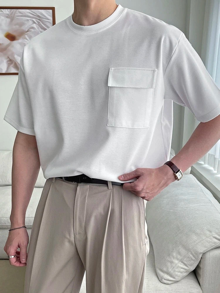 Basic Pocket Up Baggy T Shirt