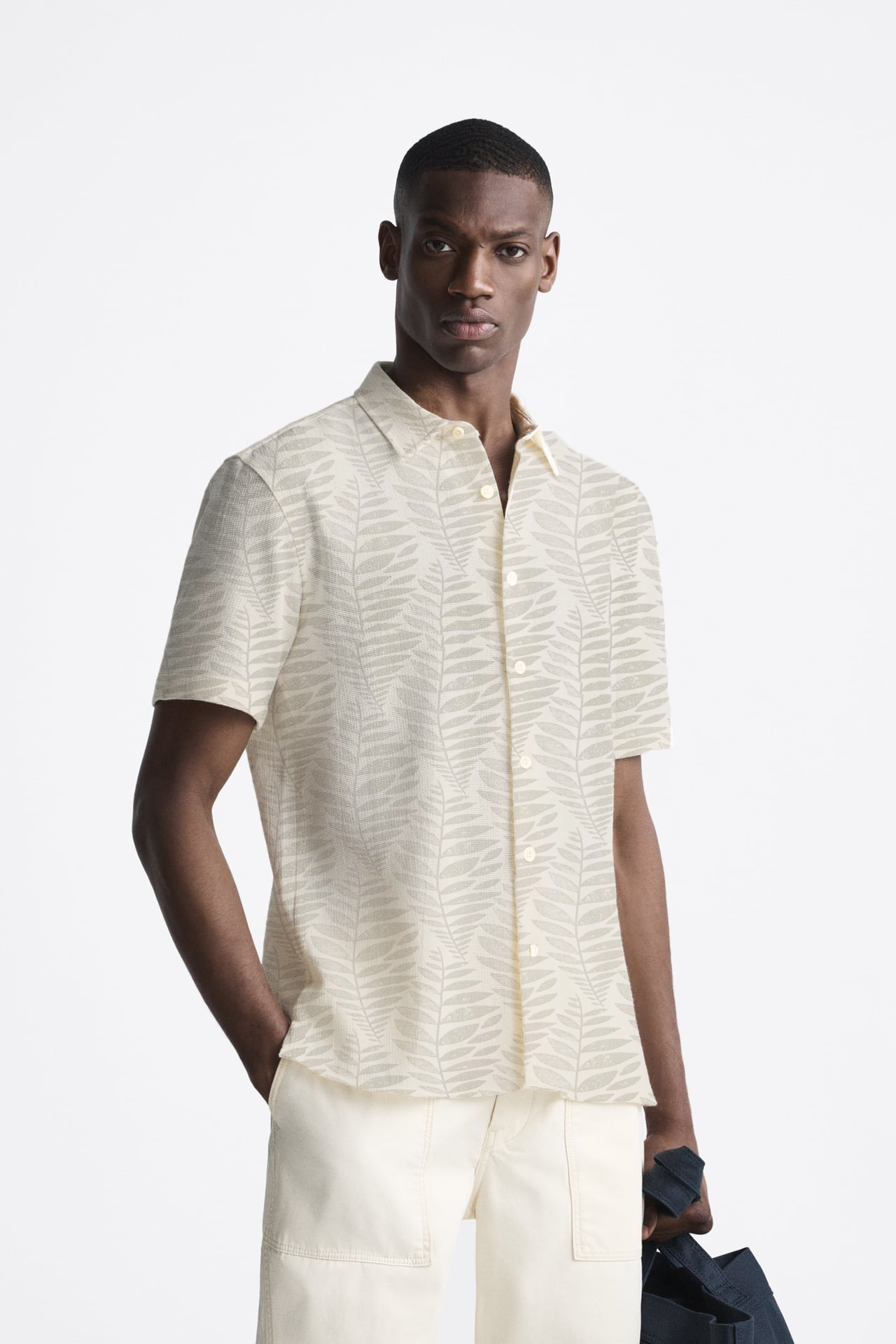 Neutral Leaf Short Sleeves Shirt