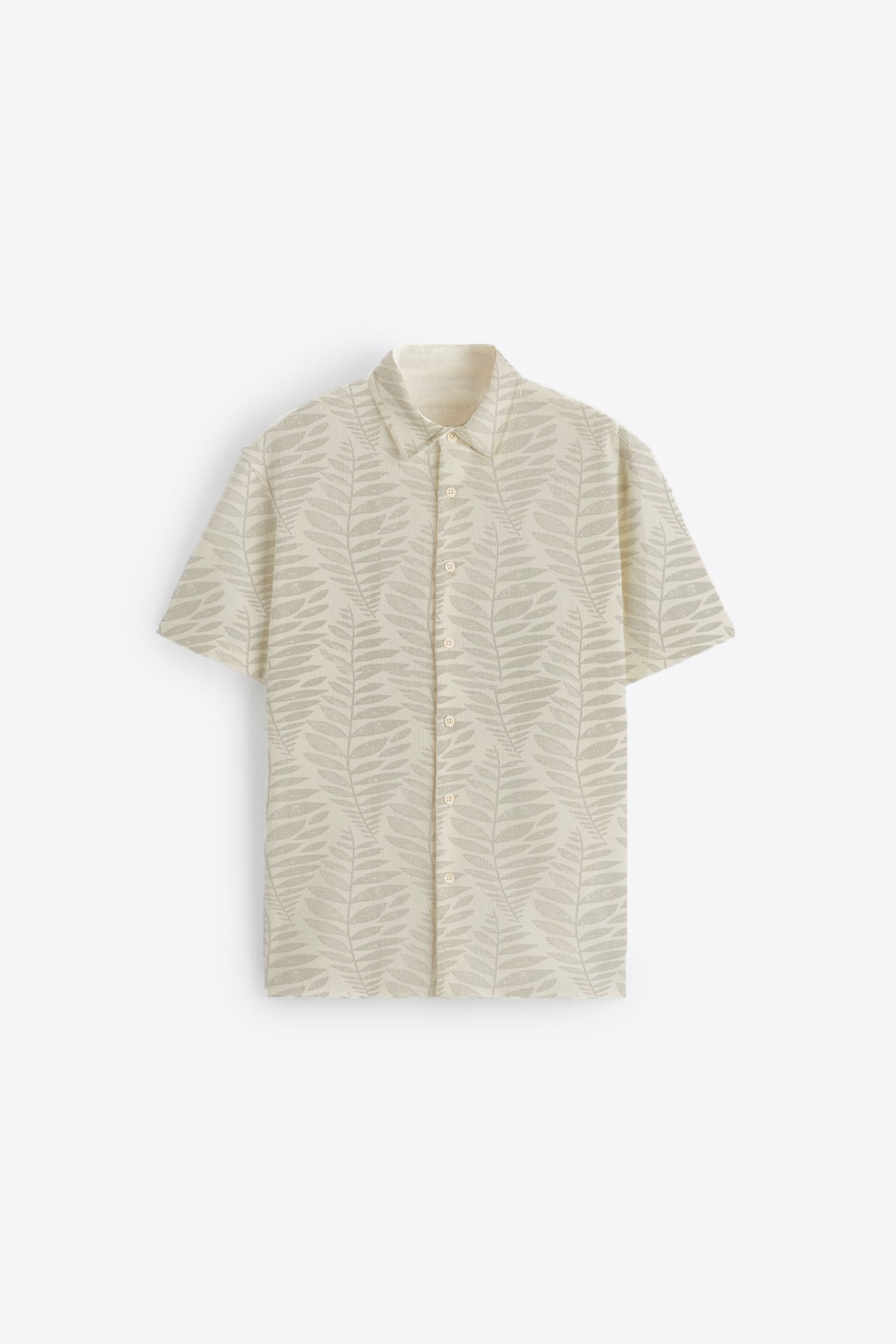 Neutral Leaf Short Sleeves Shirt