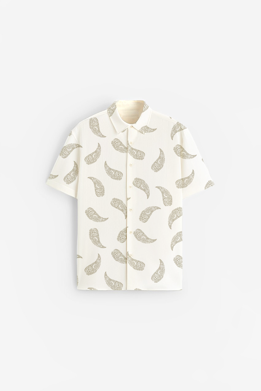 Earthy Paisely Print Short Sleeve Shirt