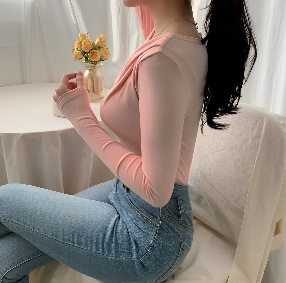 Lover Girl Shoulder Ruched Full Sleeve Top