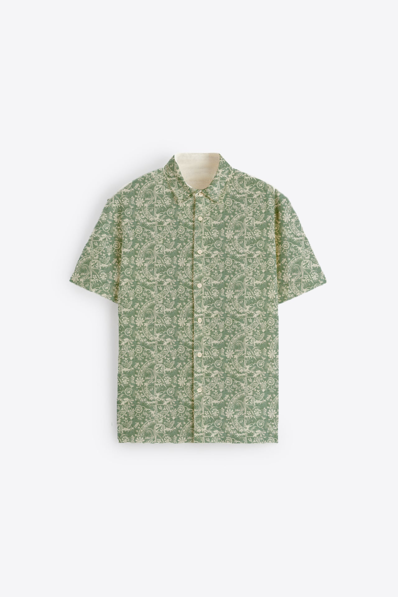 Earthy Floral Print Short Sleeve Shirt