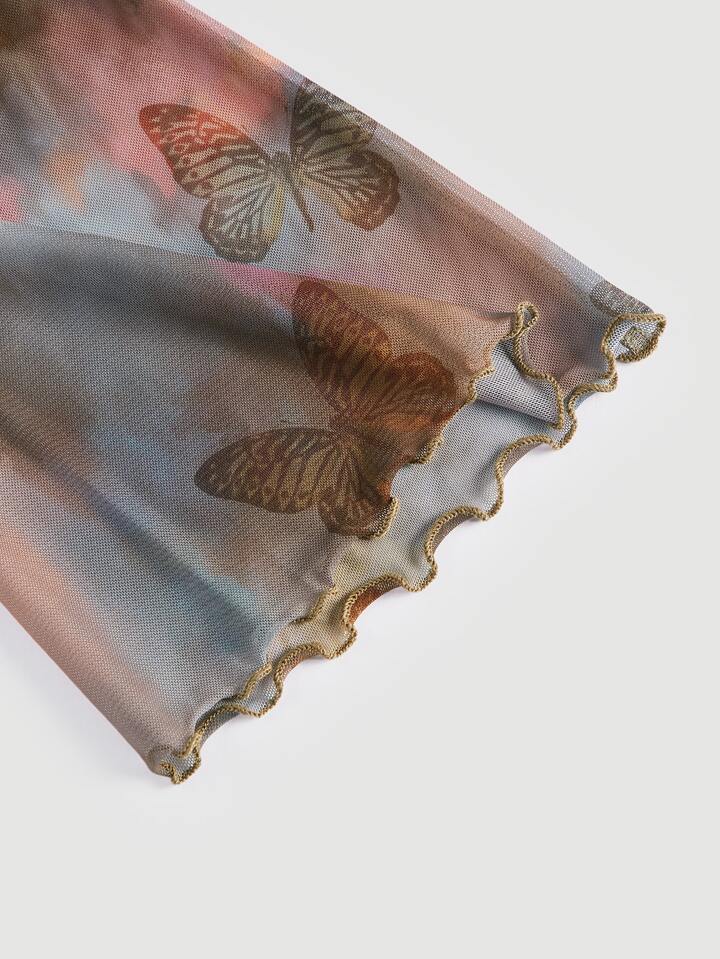 Butterfly Off Shoulder Mesh Top