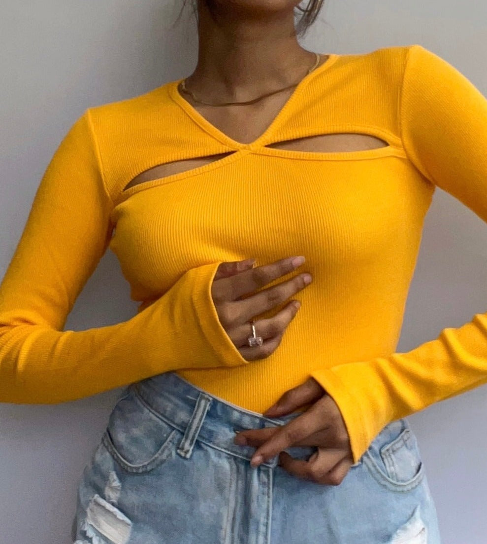 Sundowner Rib Knitt Cut Out Top