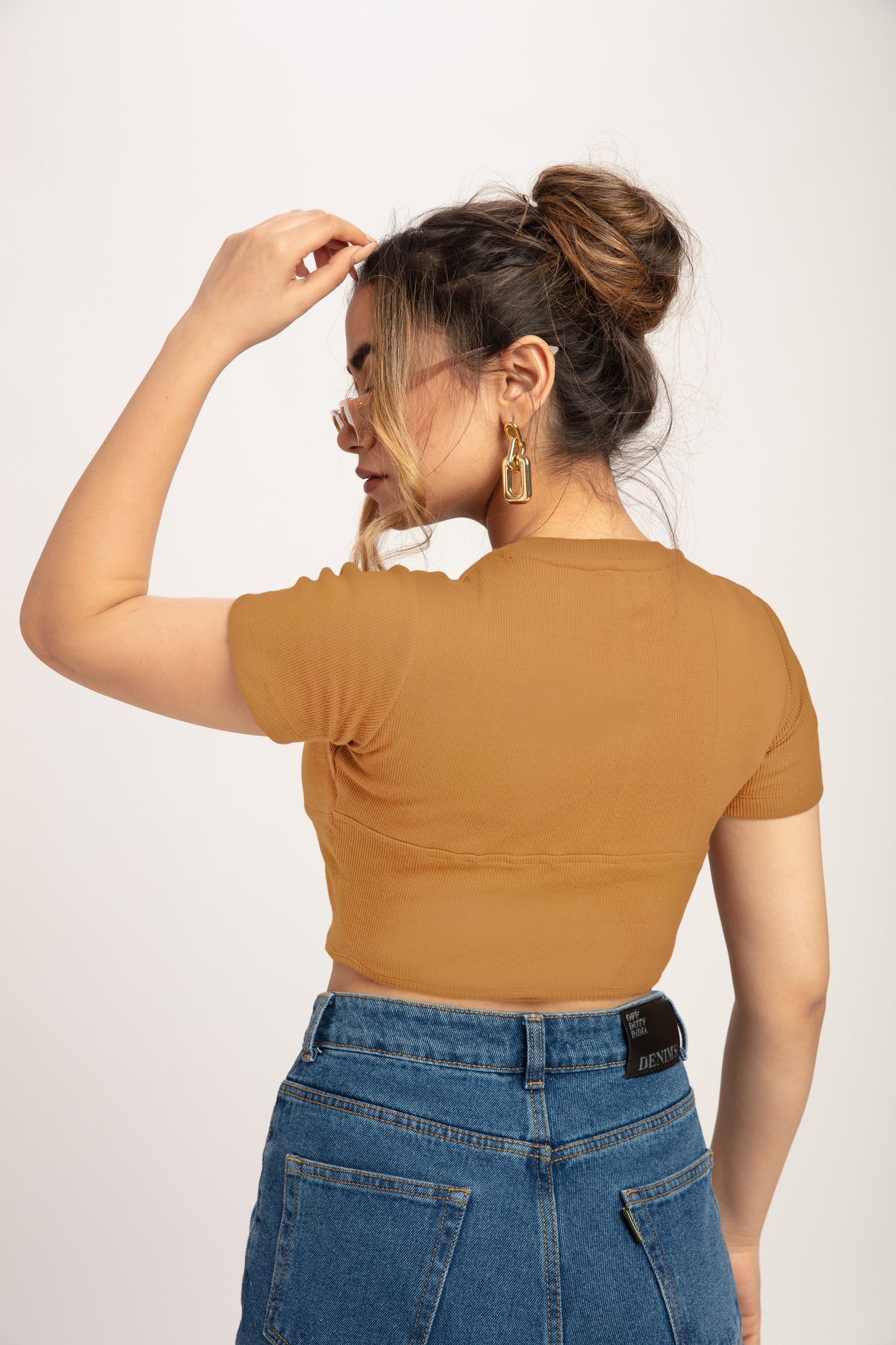 Camel Brown Rib Corset Top