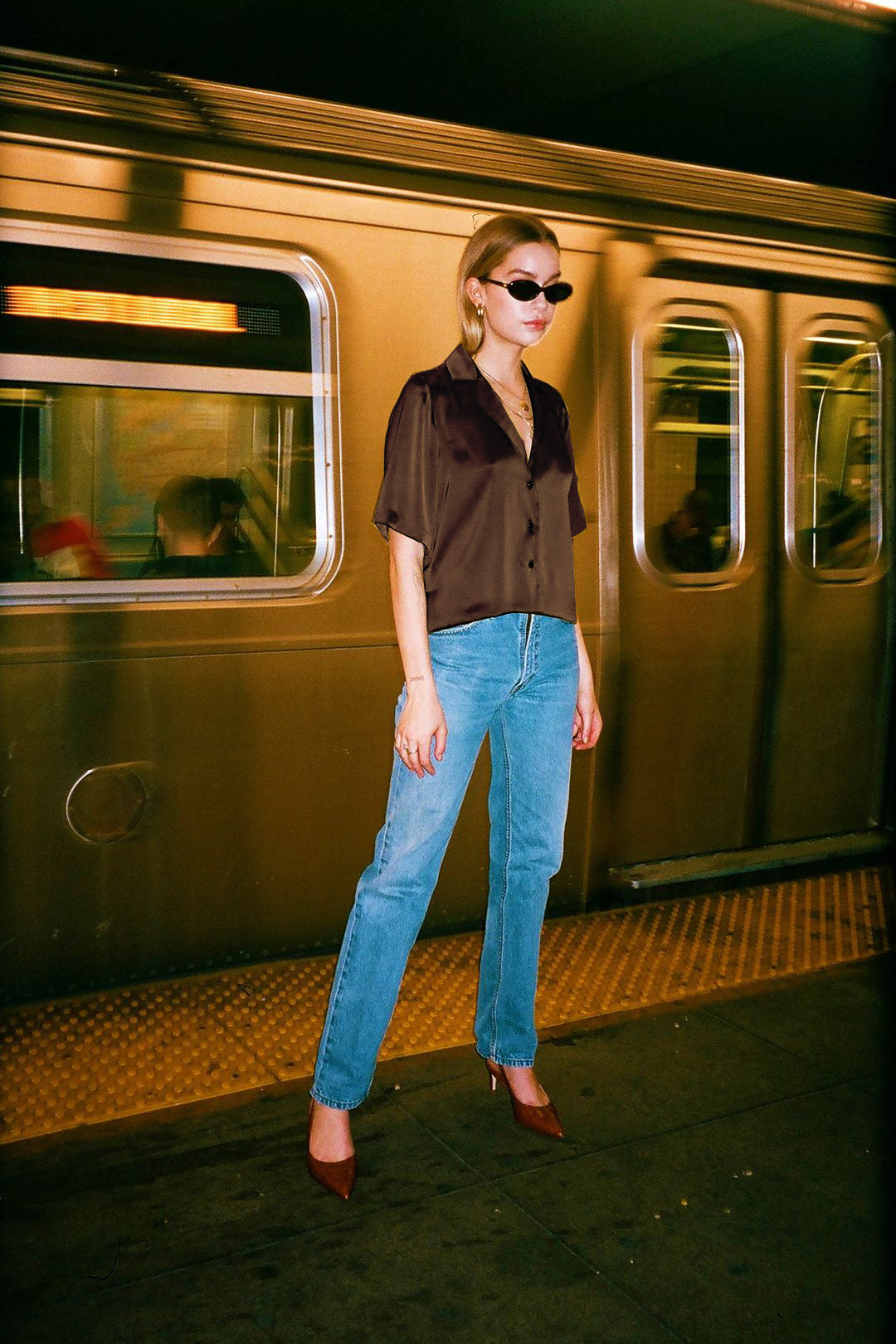 Dark Brown Satin shirt