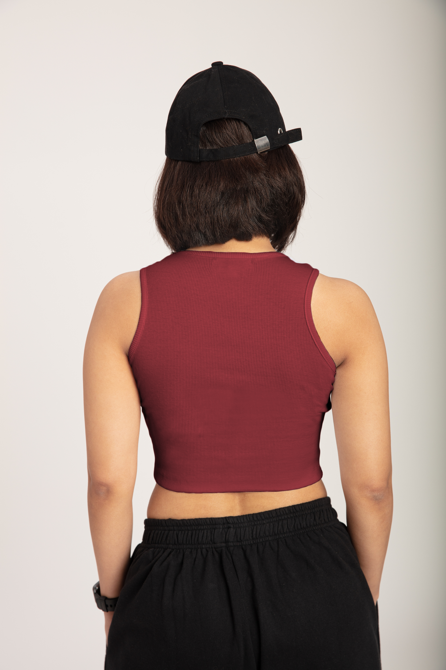 Maroon Rib Racer Vest Top