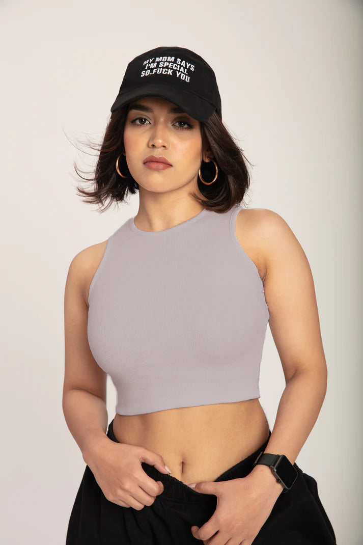 Grey Rib Racer Vest Top