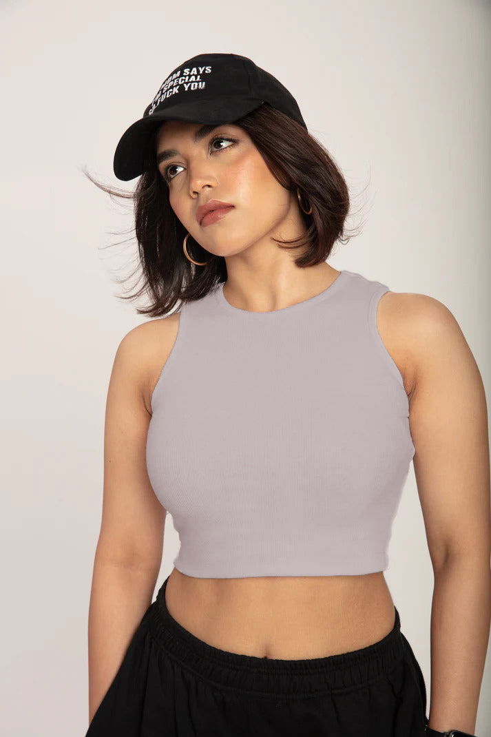 Grey Rib Racer Vest Top