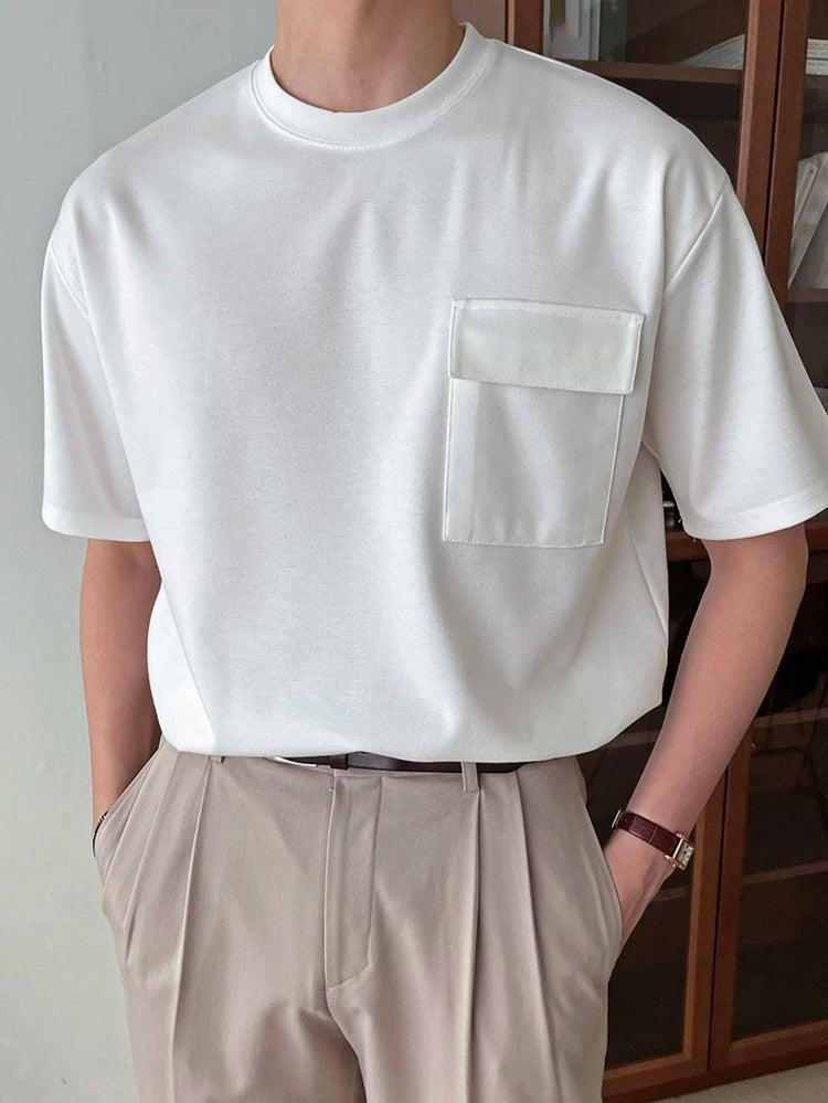 Basic Pocket Up Baggy T Shirt