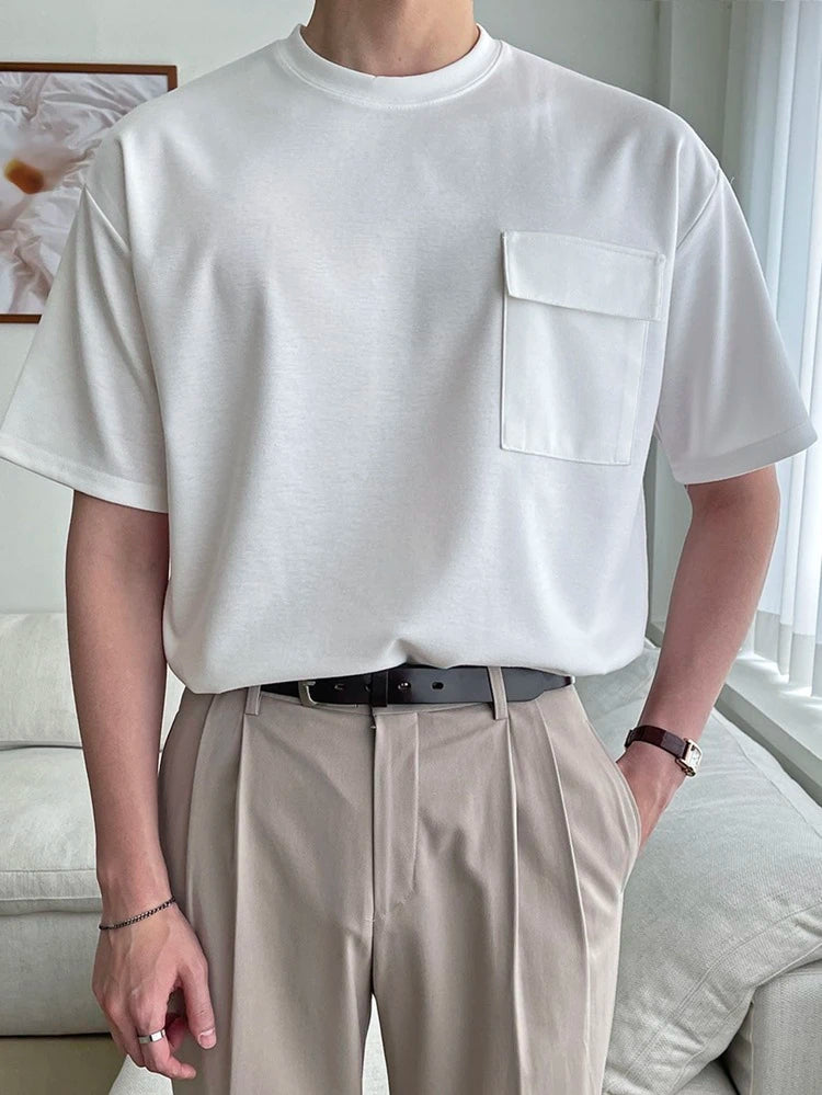 Basic Pocket Up Baggy T Shirt
