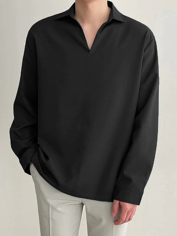 Daily Loose Solid Color Long Sleeved Shirt