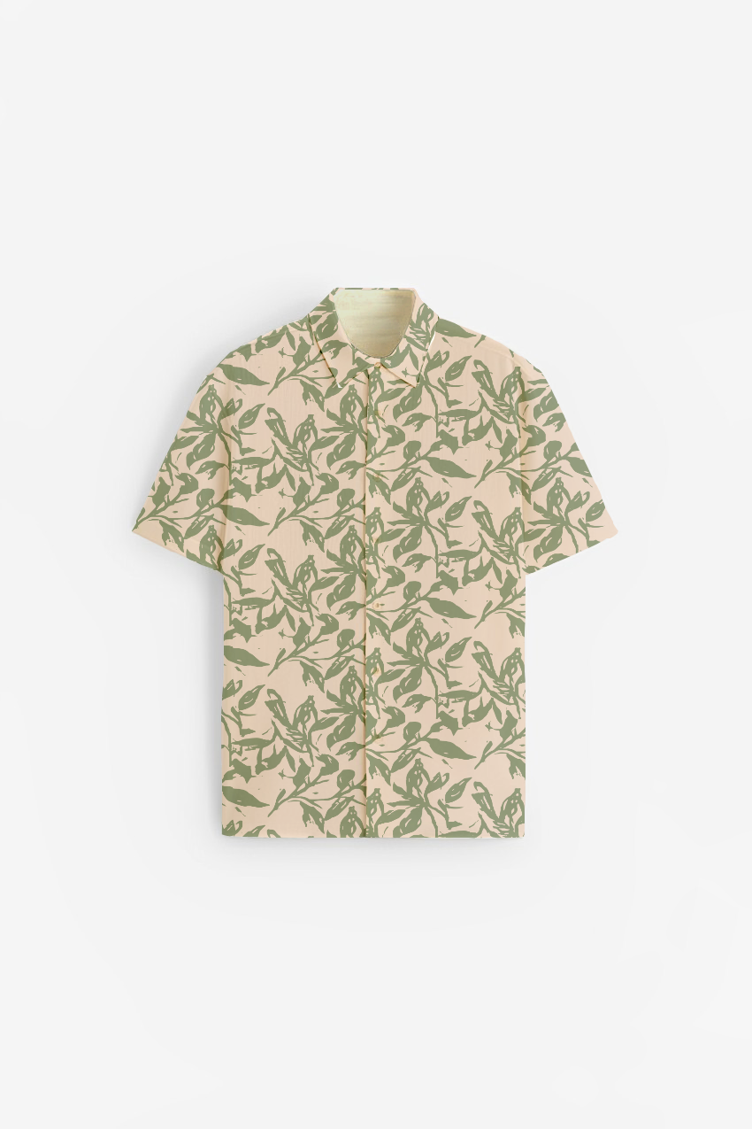 Boho Green Print Short Sleeve Shirt