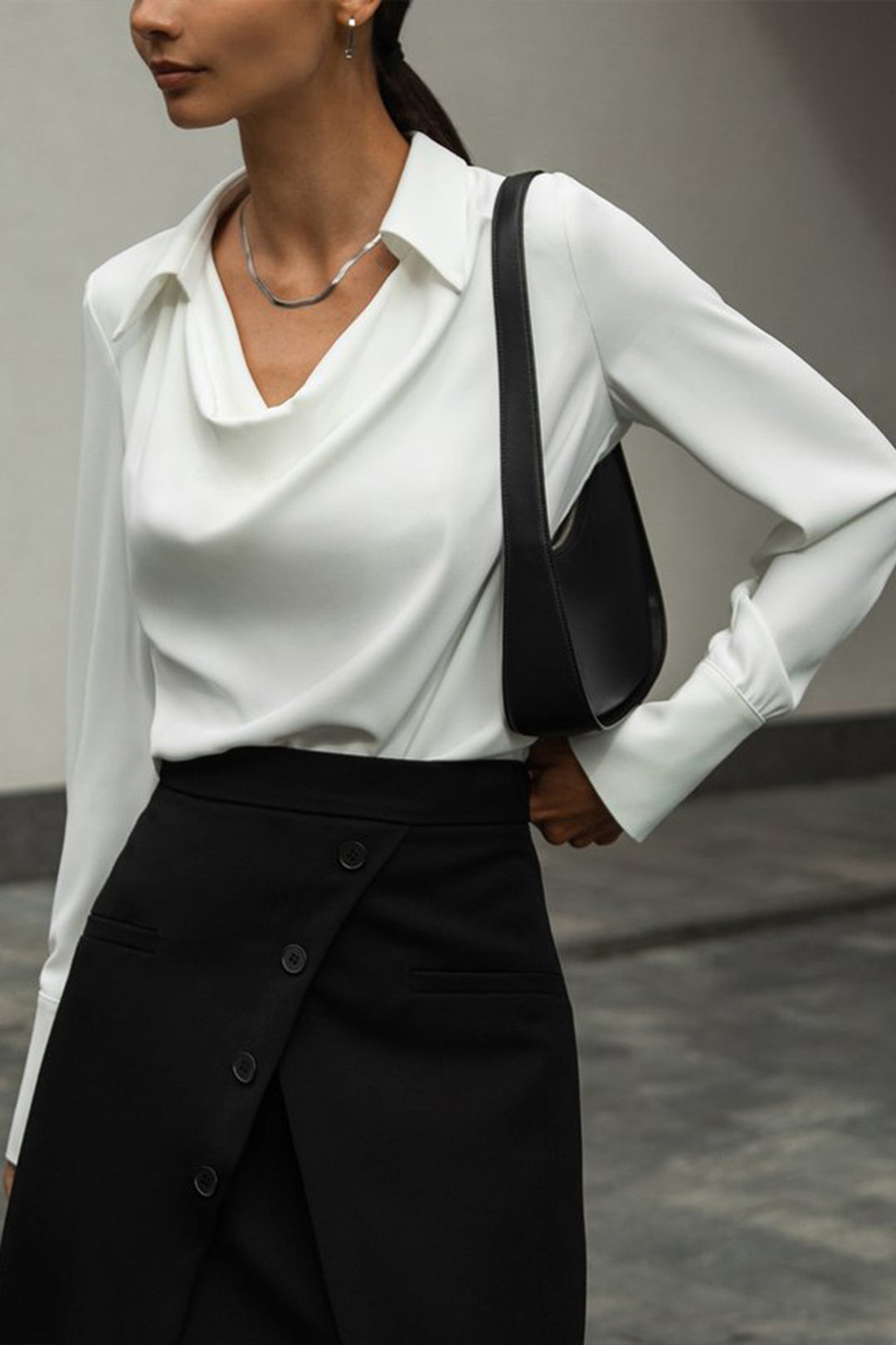 Cowl Neck Collared Blouse