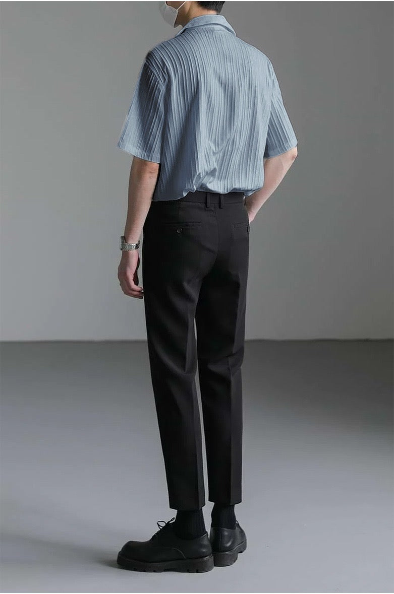 Stripe Texture Lapel Collar Men Shirt – Baesic World