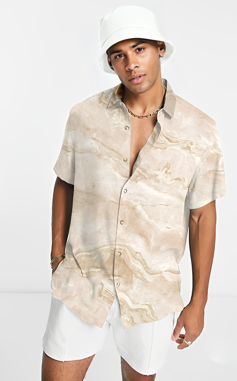 Liquid Gold Print Short Sleeve Shirt