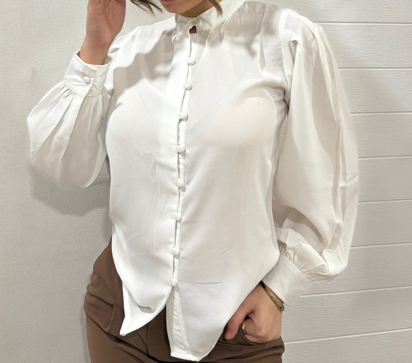 French Bishop Sleeve Button Up Shirt