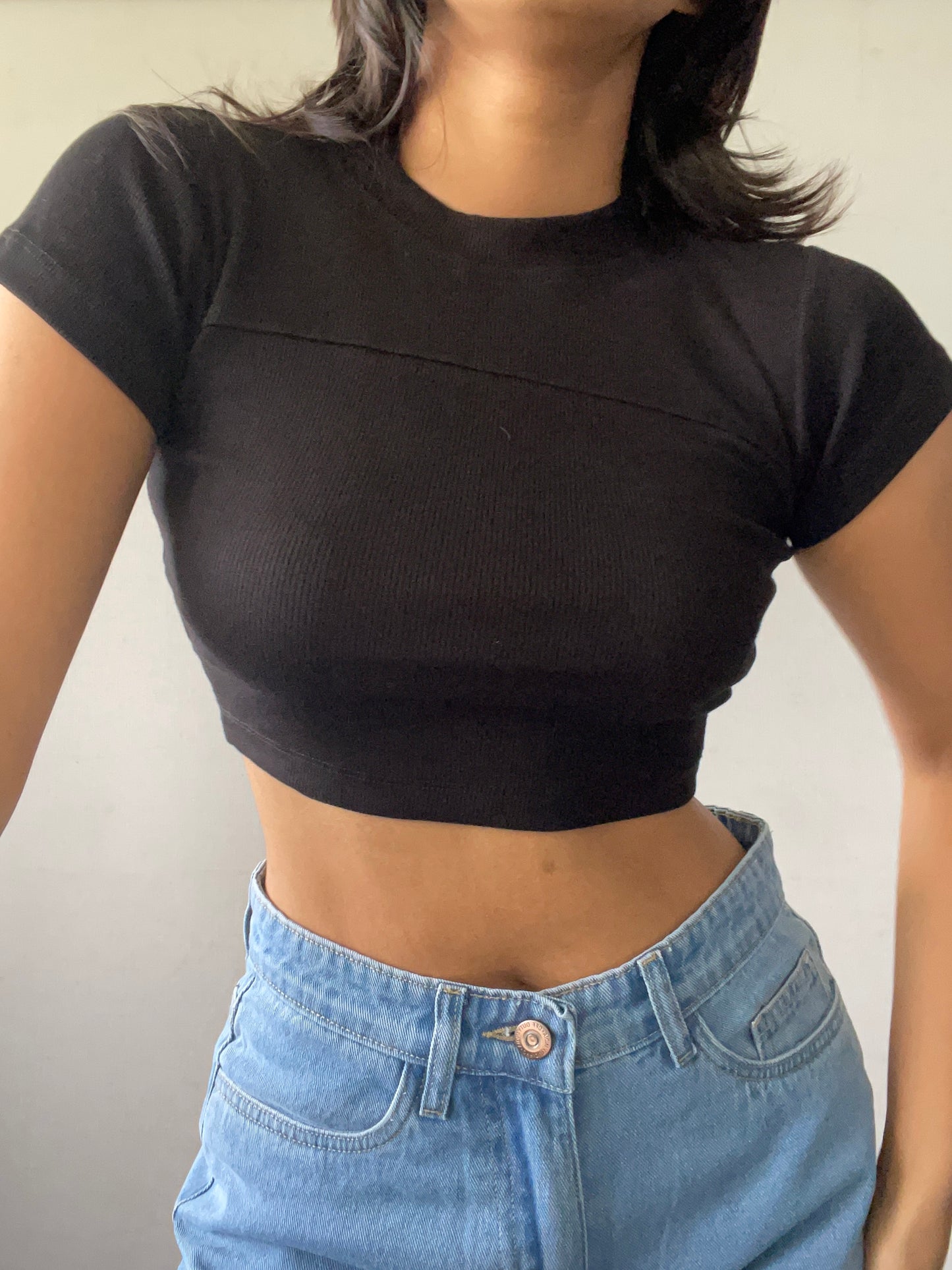 Fitted Rib Knit Crop Baby Tee