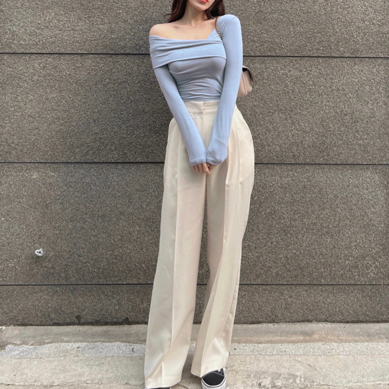 Korean Way Overlap Off Shoulder Top Baesic World