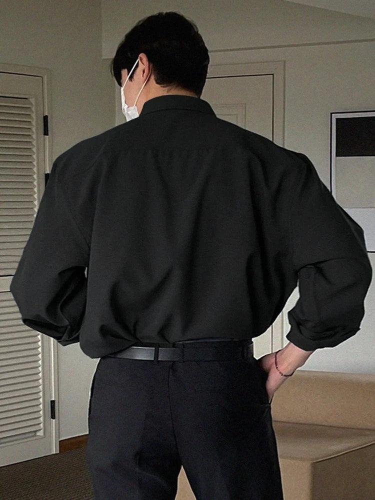 Men baggy fit Korean style shirt