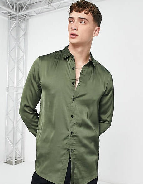 Party Button Up Satin Shirt – Baesic World