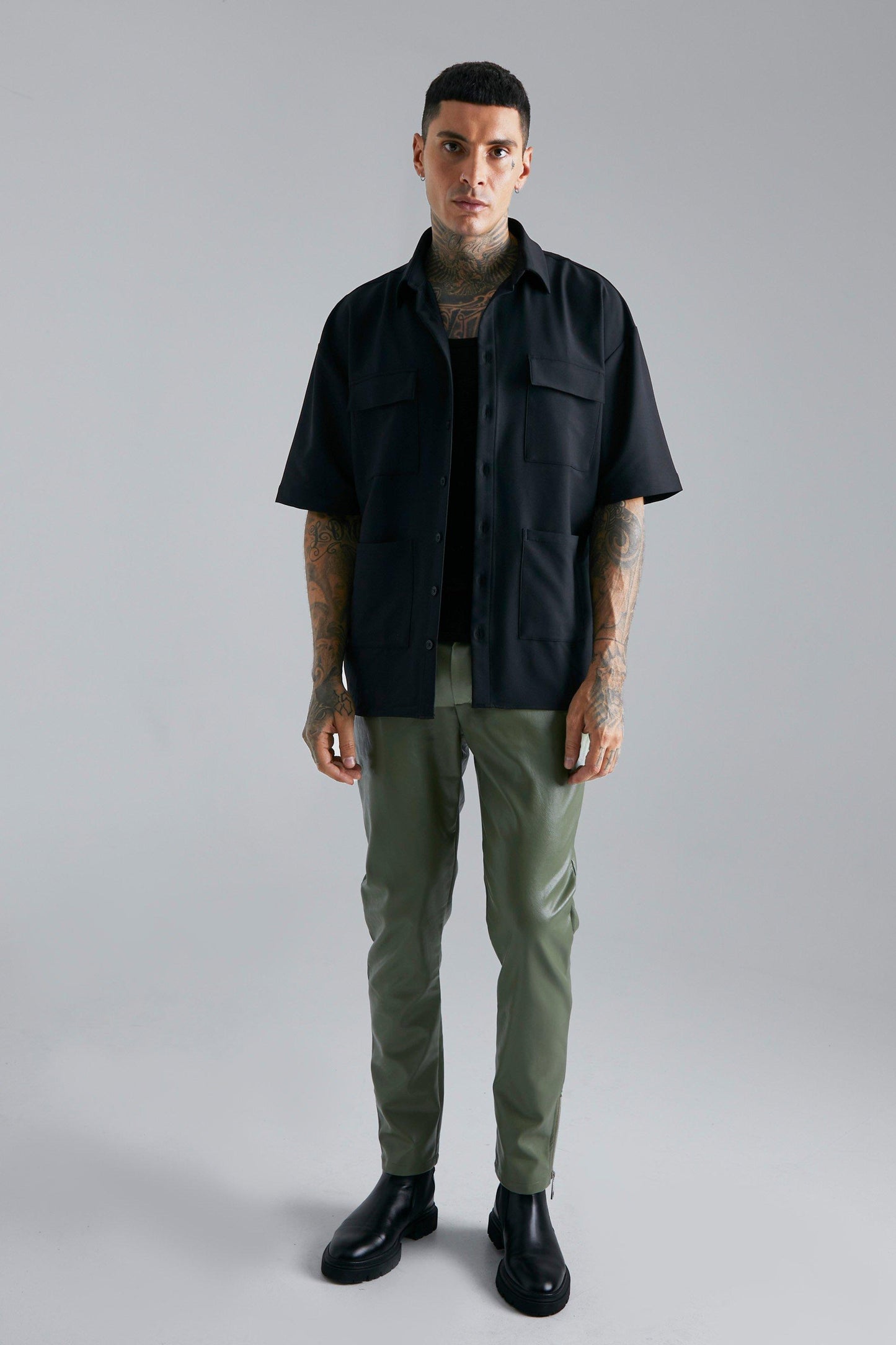 Cargo Oversized Pocket Shacket Shirt