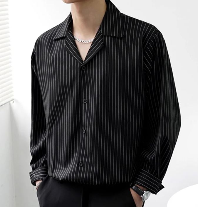 The Stripe Full Sleeves Korean Shirt – Baesic World
