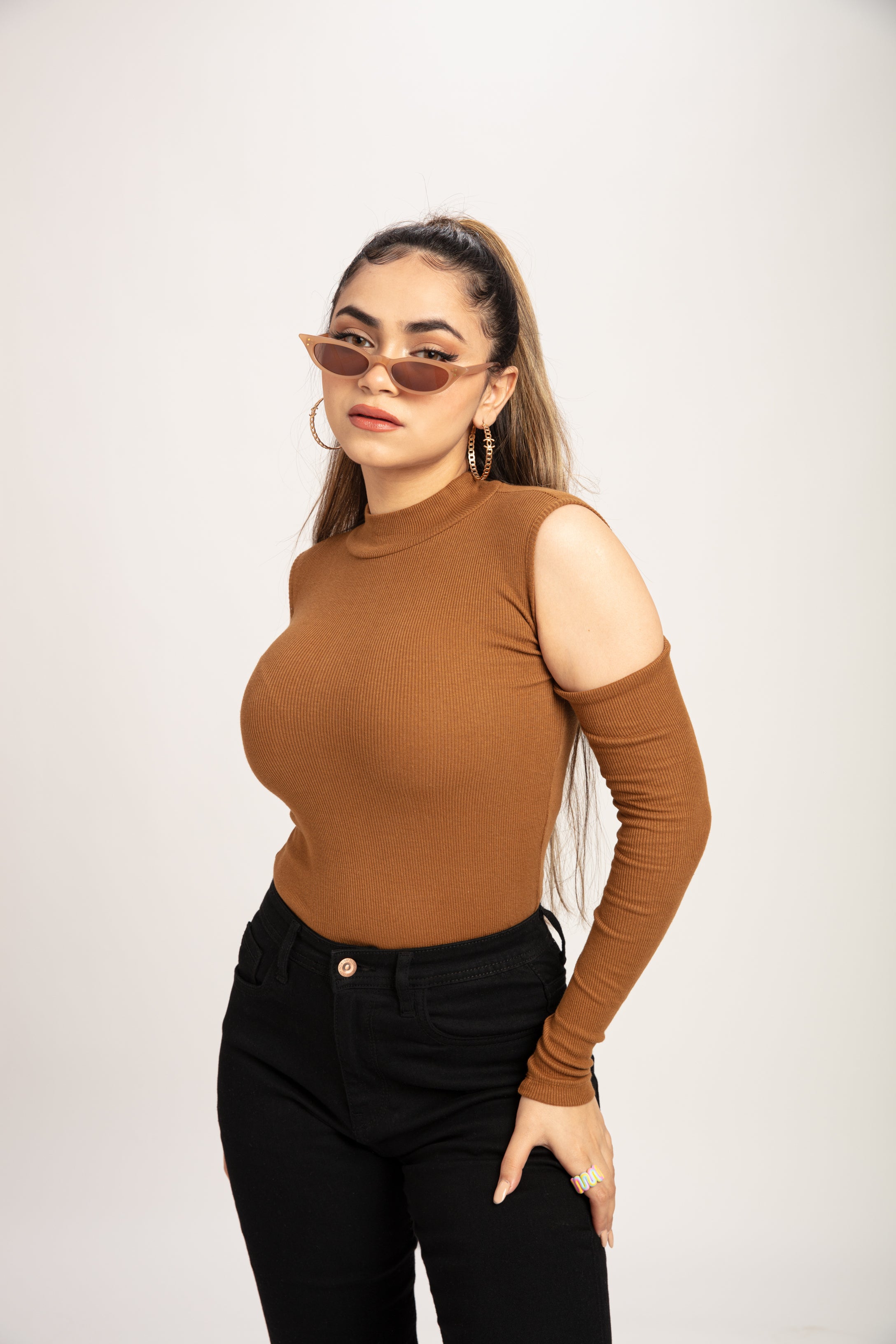 Cold shoulder hotsell mock turtleneck