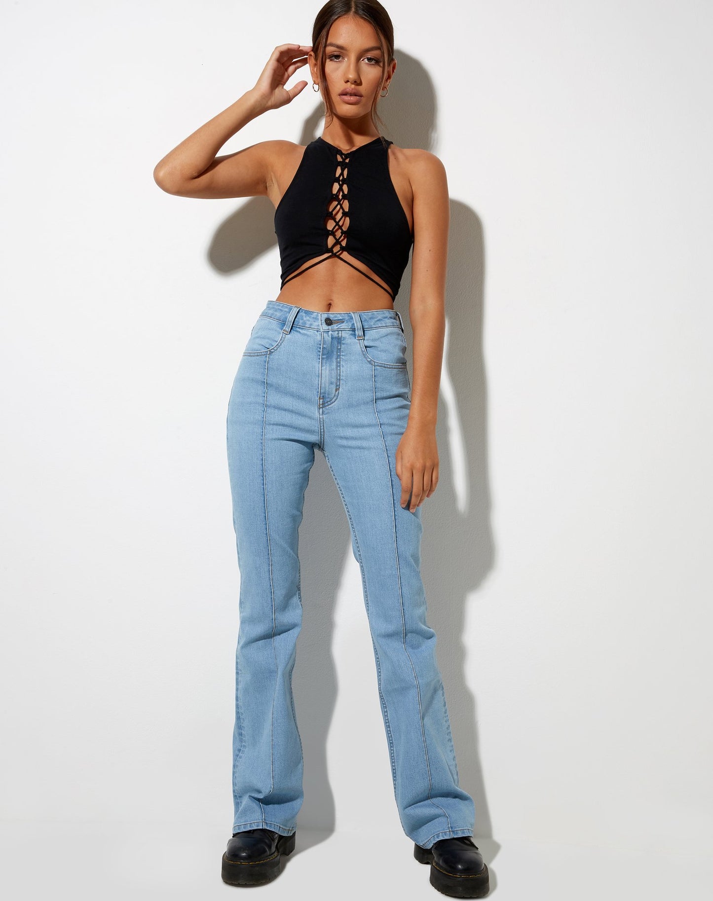 Front Lace Up Crop Top