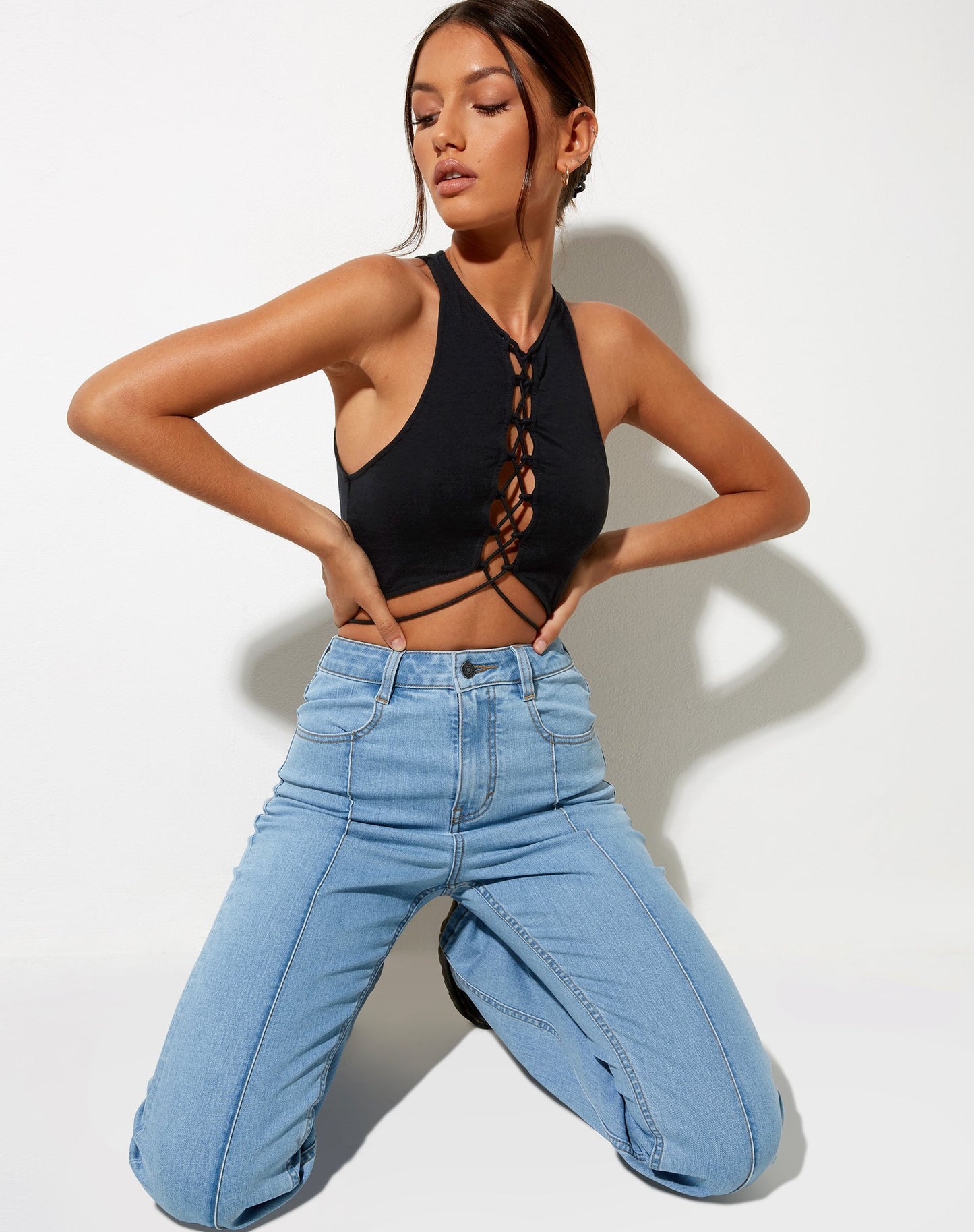 Front Lace Up Crop Top