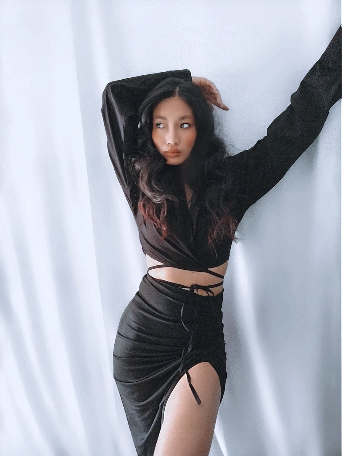 Tie Waist Crop Shirt | Tie Waist Crop Shirt Black | Baesic World