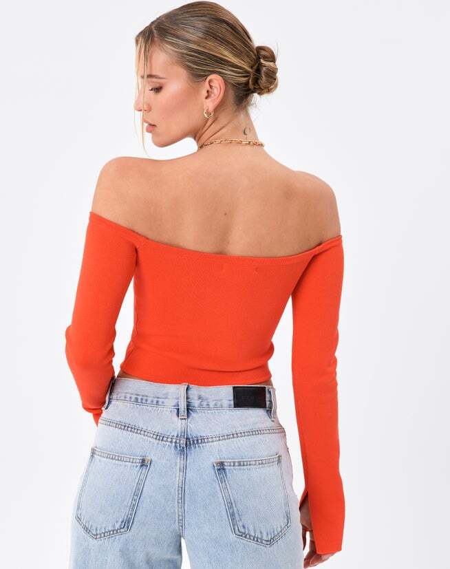 Orange Off Shoulder Corset Top
