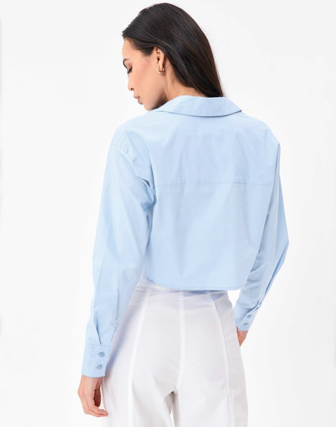 Powder Blue Oversized Crop Shirt